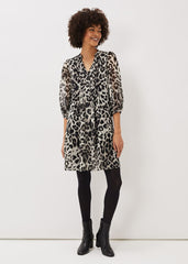 Penele Leopard Print Swing Dress - Black/Multi