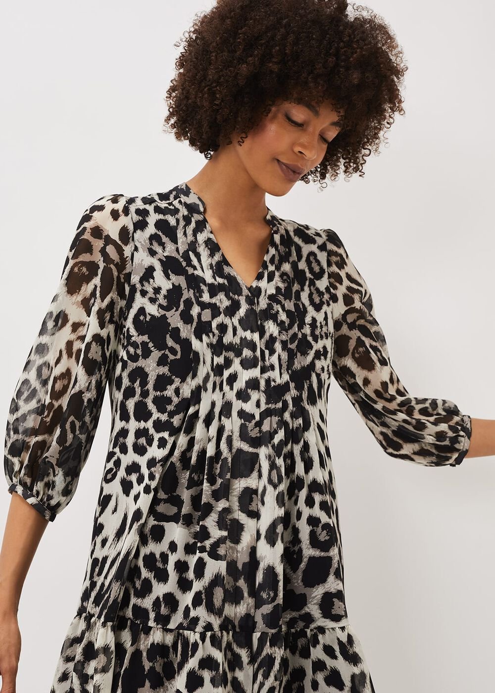Penele Leopard Print Swing Dress - Black/Multi