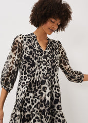 Penele Leopard Print Swing Dress - Black/Multi