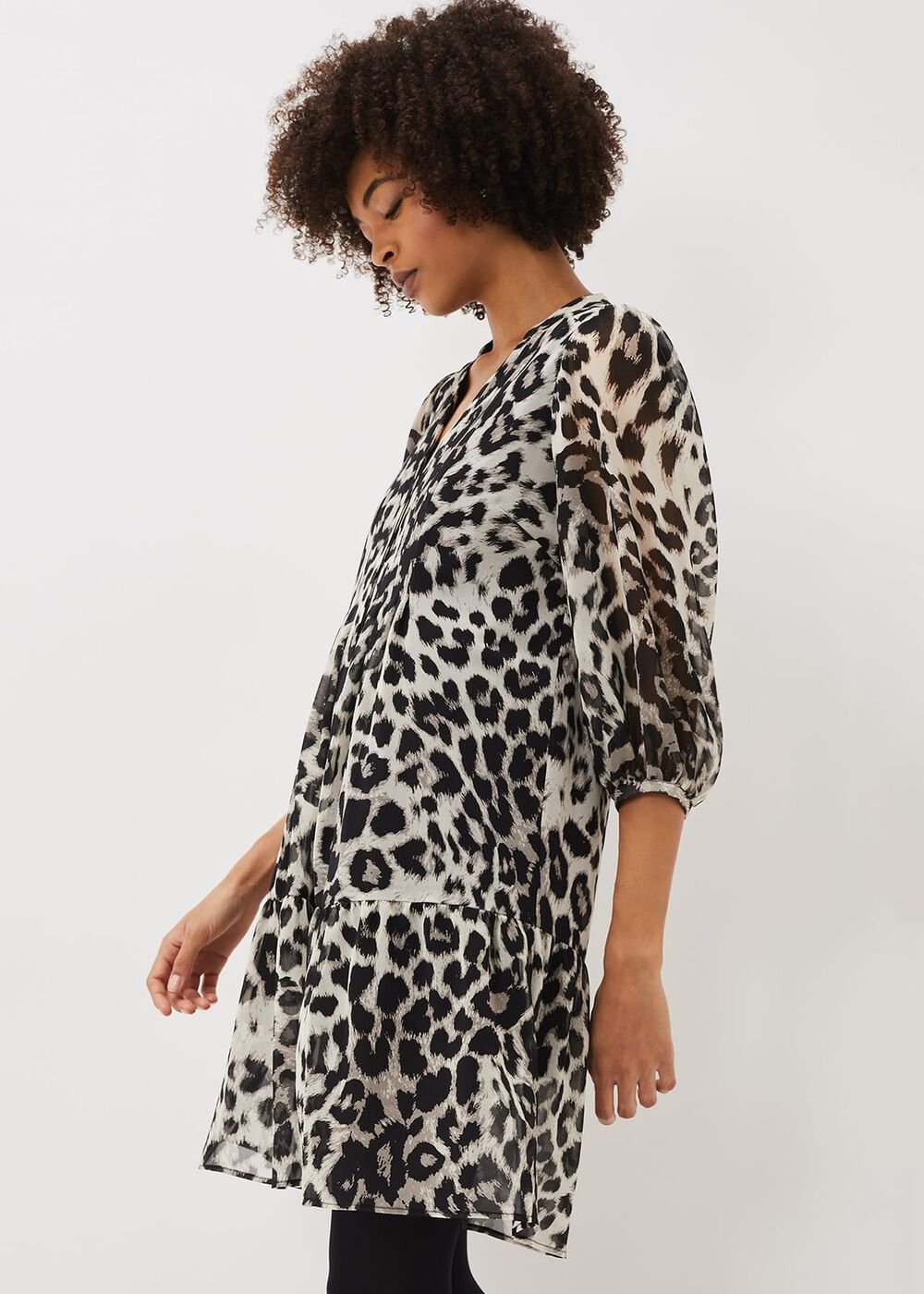 Penele Leopard Print Swing Dress - Black/Multi