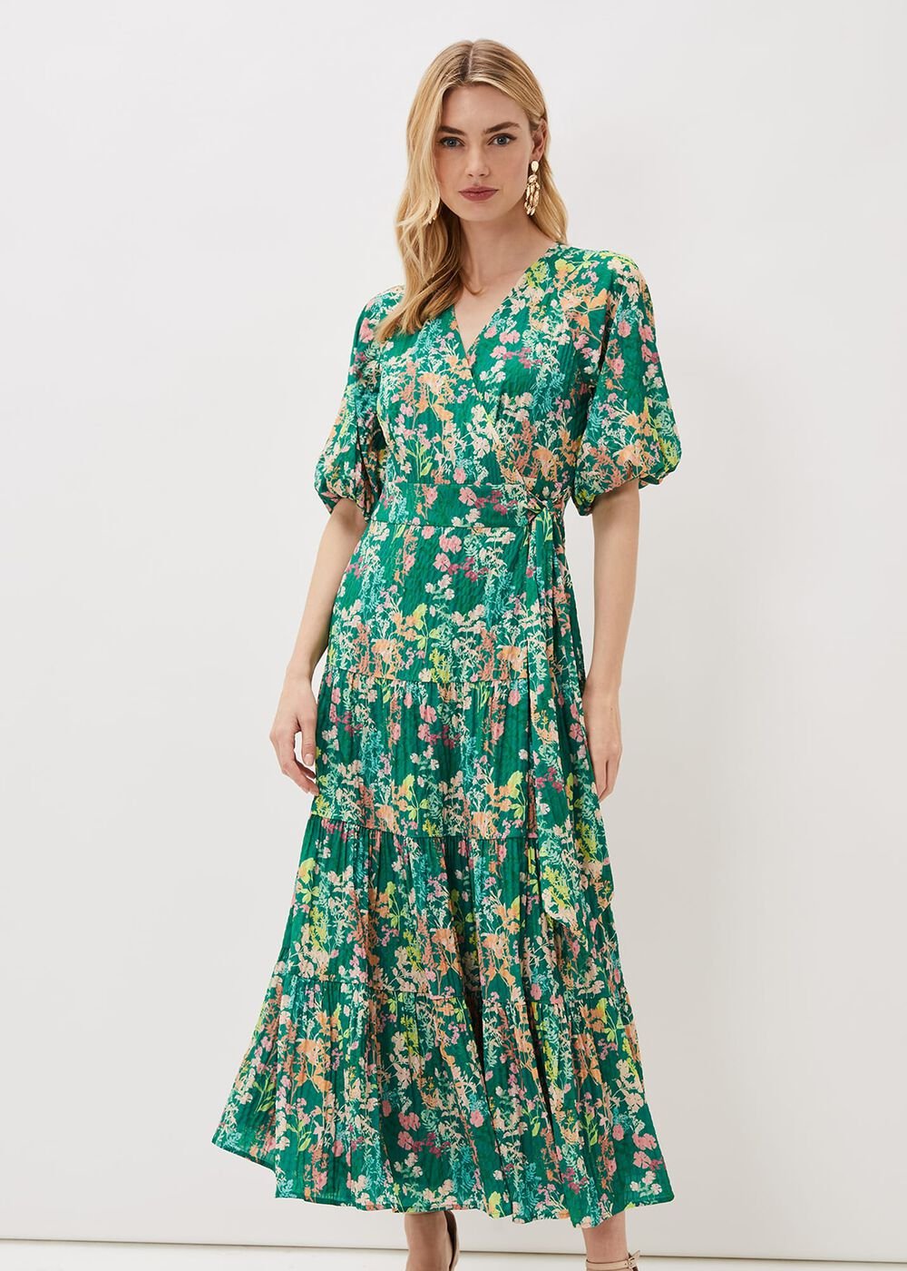 Morven Wrap Maxi Dress - Grass Green/Multi