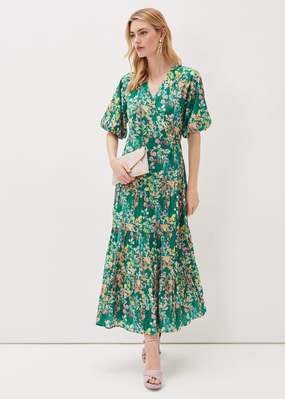 Morven Wrap Maxi Dress - Grass Green/Multi
