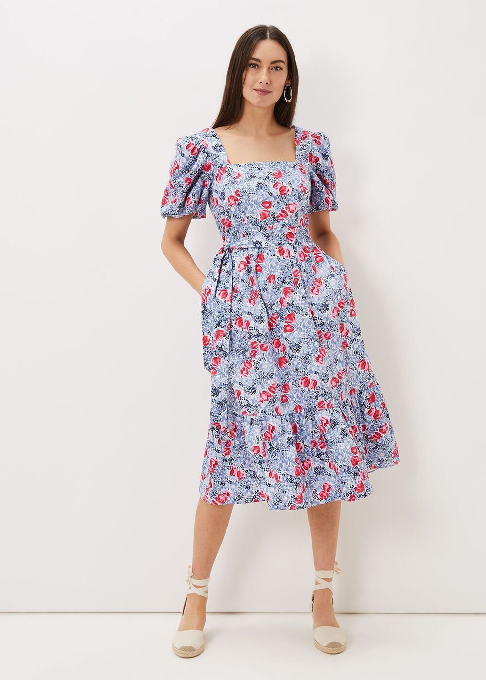Abbiana Cotton Floral Midi Dress - Multi-Coloured