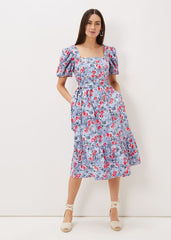 Abbiana Cotton Floral Midi Dress - Multi-Coloured