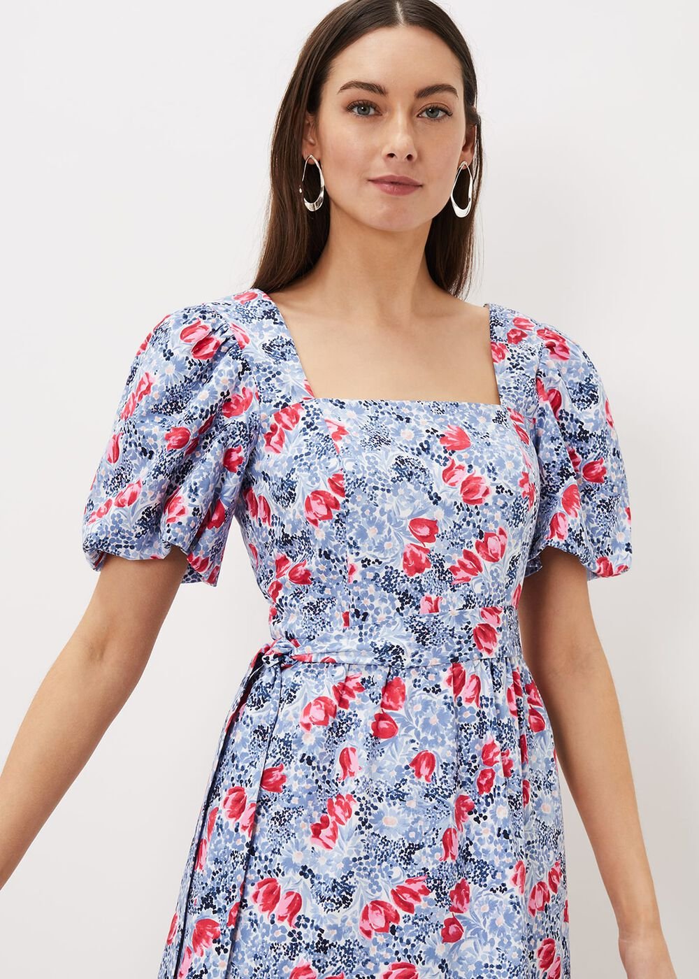 Abbiana Cotton Floral Midi Dress - Multi-Coloured