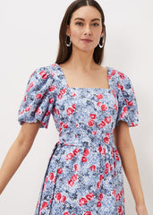 Abbiana Cotton Floral Midi Dress - Multi-Coloured