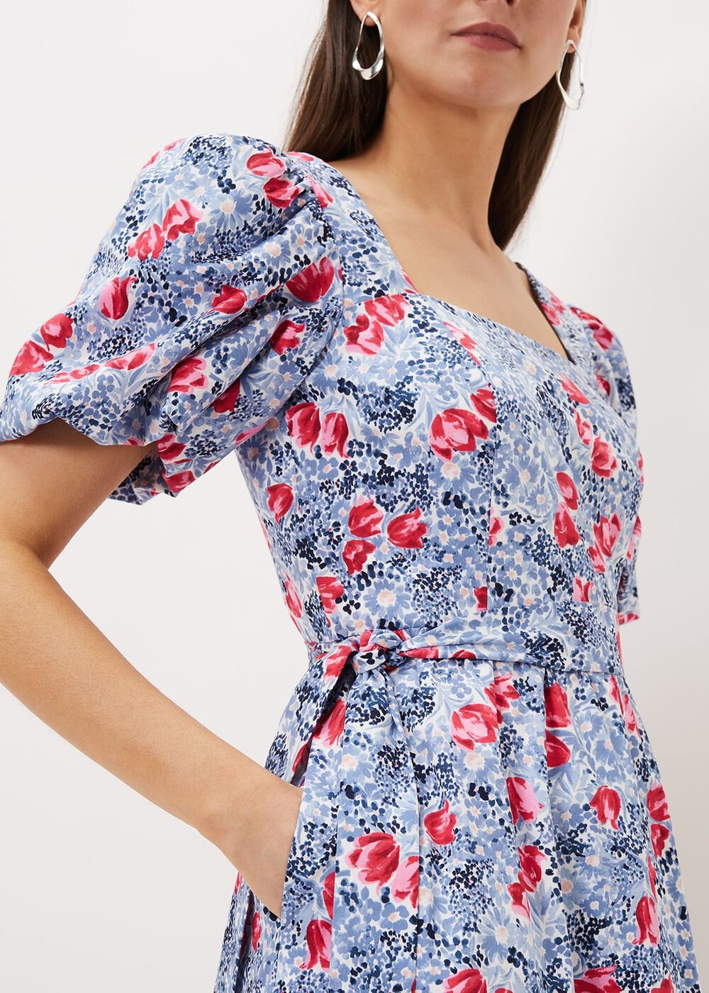 Abbiana Cotton Floral Midi Dress - Multi-Coloured