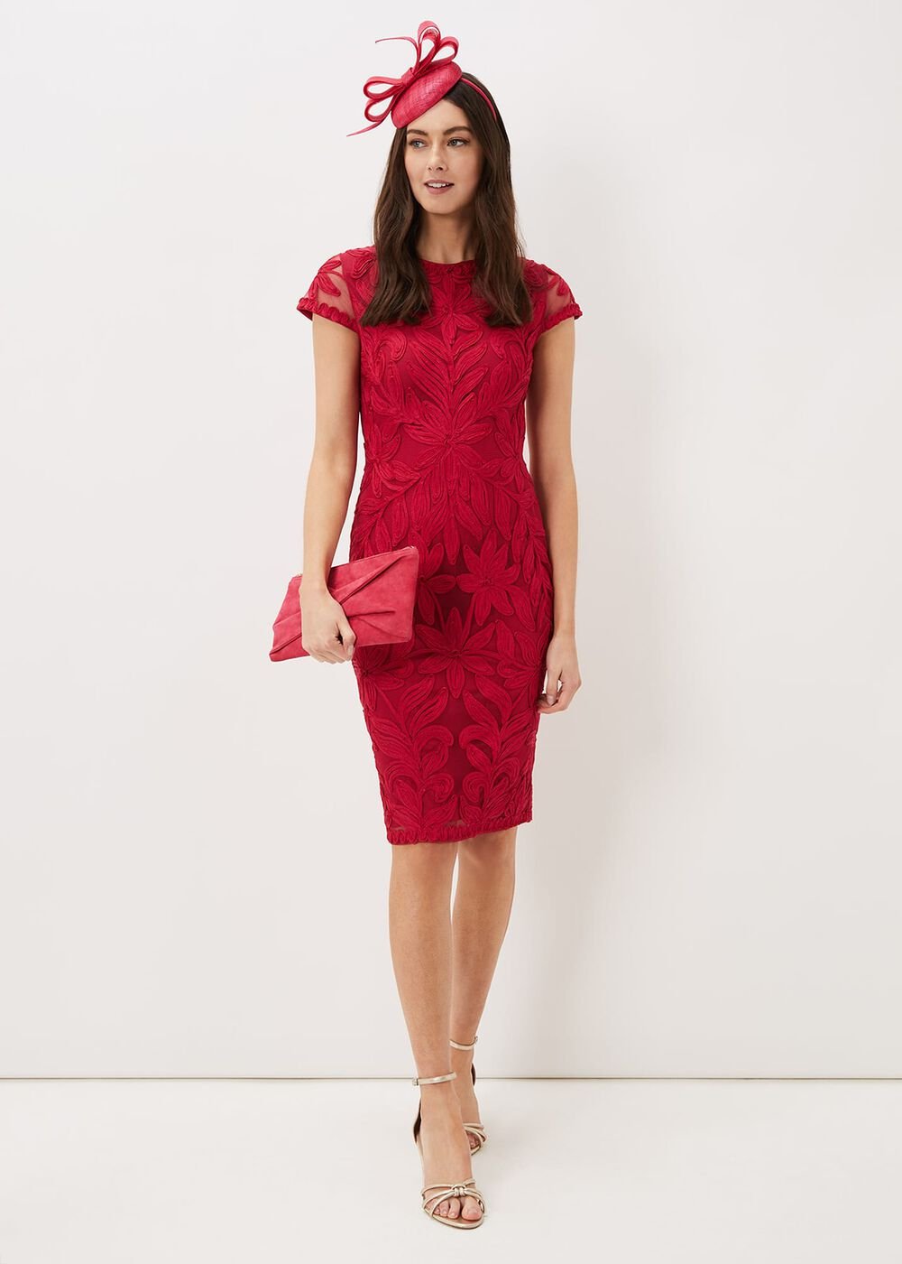 Isobel Tapework Midi Dress - Lipstick