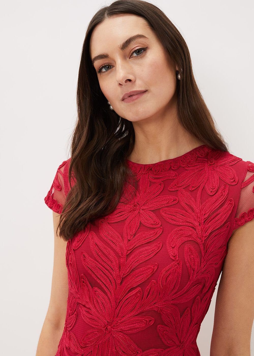 Isobel Tapework Midi Dress - Lipstick
