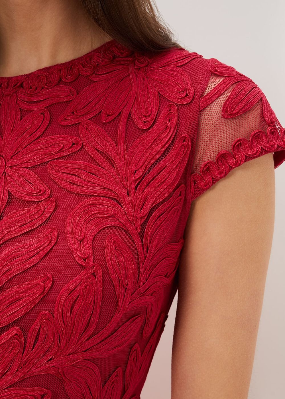 Isobel Tapework Midi Dress - Lipstick