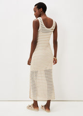 Kimmy Crochet Stripe Maxi Dress - Stone/Ivory