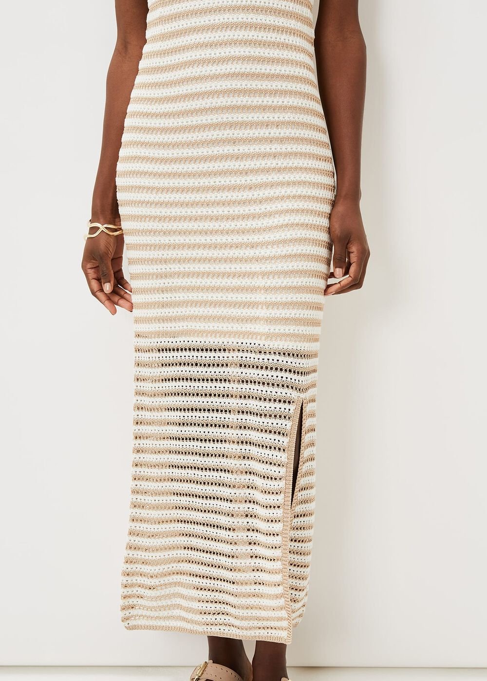 Kimmy Crochet Stripe Maxi Dress - Stone/Ivory