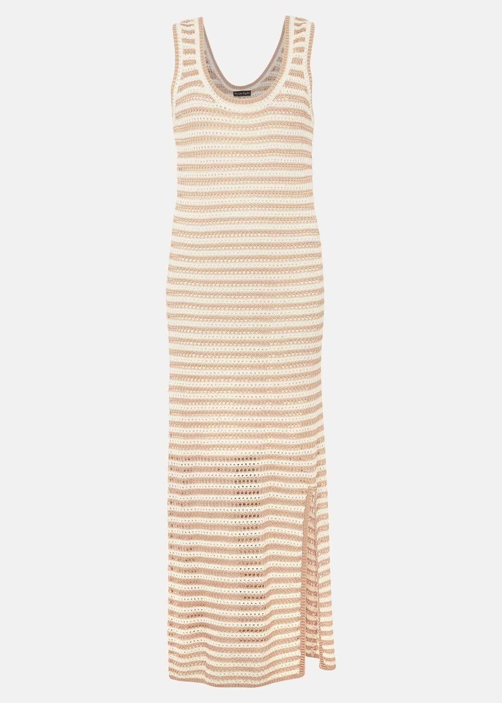 Kimmy Crochet Stripe Maxi Dress - Stone/Ivory