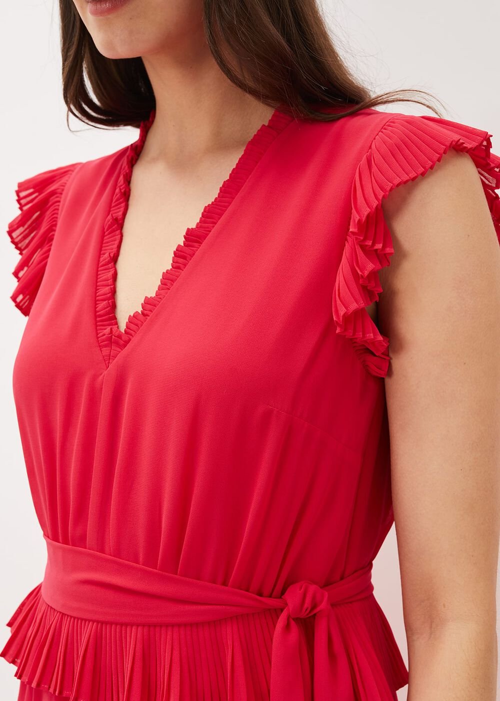 Josephina Tiered Midi Dress - Lipstick