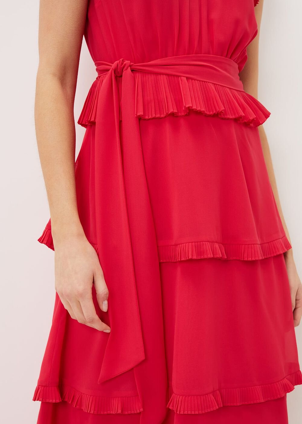 Josephina Tiered Midi Dress - Lipstick