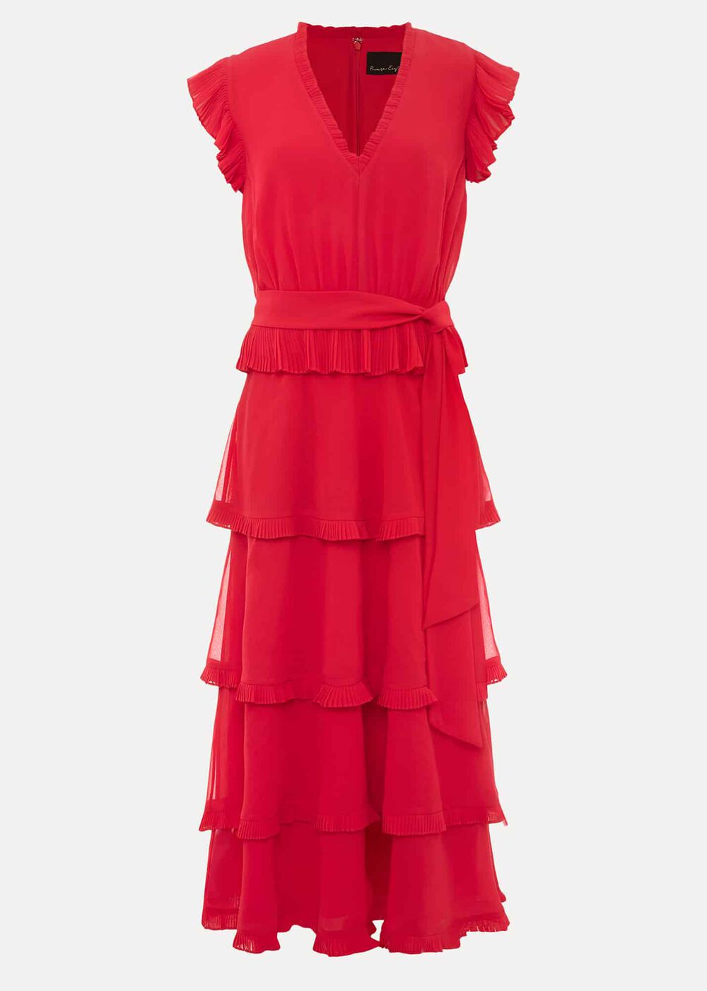Josephina Tiered Midi Dress - Lipstick