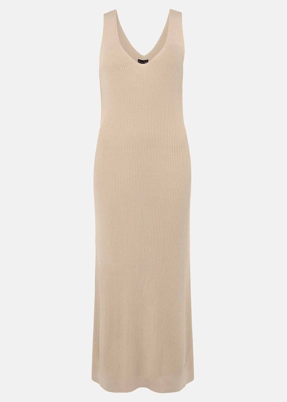 Lindan Ribbed Knit Midi Dress - Stone