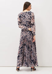 Fredrika Floral Pleated Maxi Dress - Navy/Multi