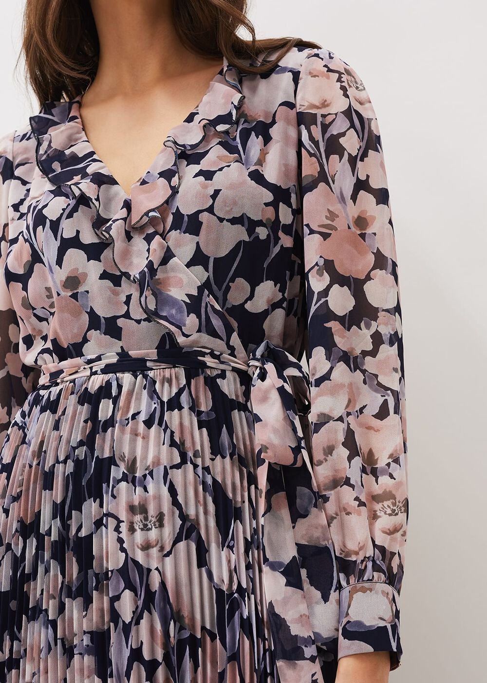 Fredrika Floral Pleated Maxi Dress - Navy/Multi