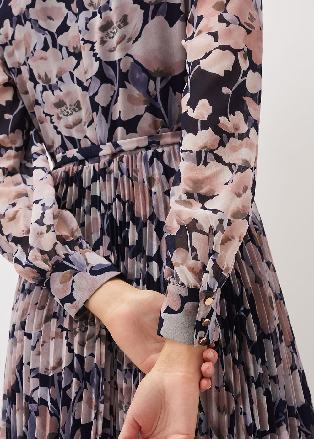 Fredrika Floral Pleated Maxi Dress - Navy/Multi