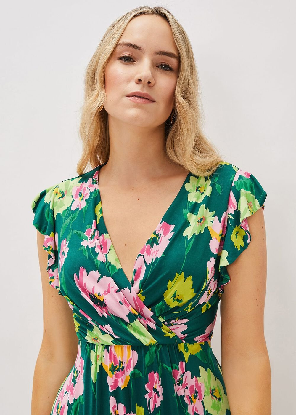 Effie Floral Jersey Maxi Dress - Teal/Multi
