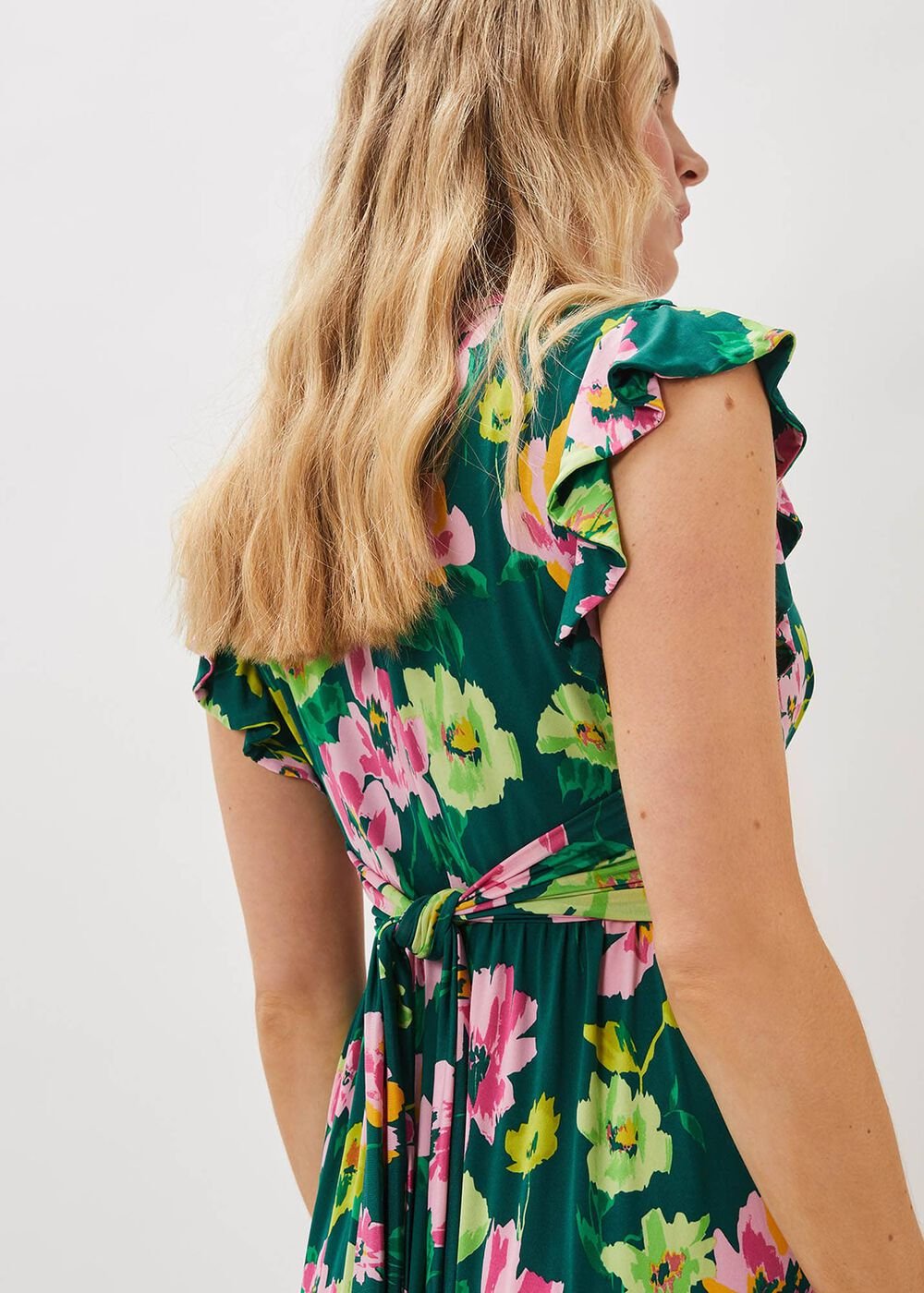 Effie Floral Jersey Maxi Dress - Teal/Multi