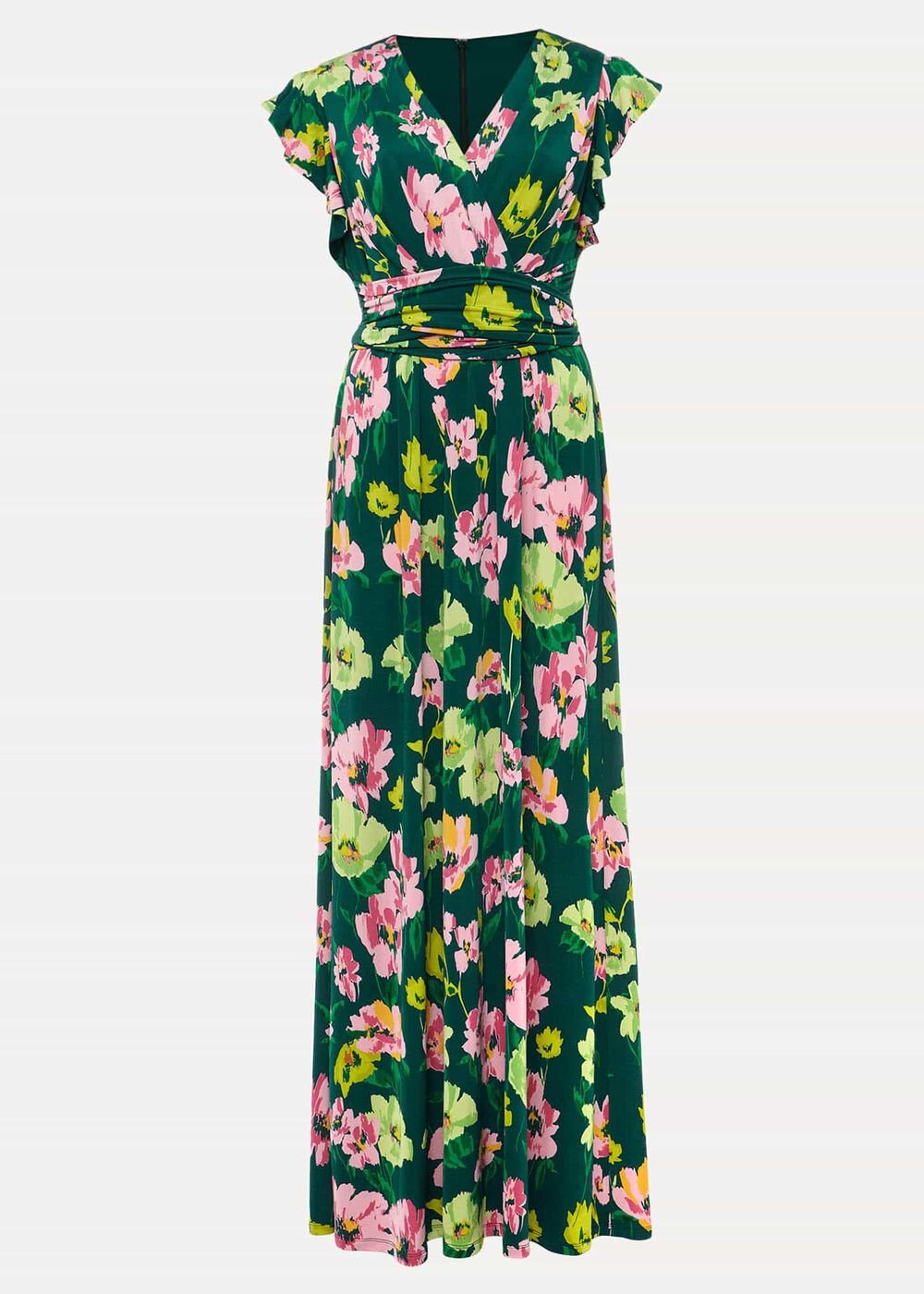 Effie Floral Jersey Maxi Dress - Teal/Multi