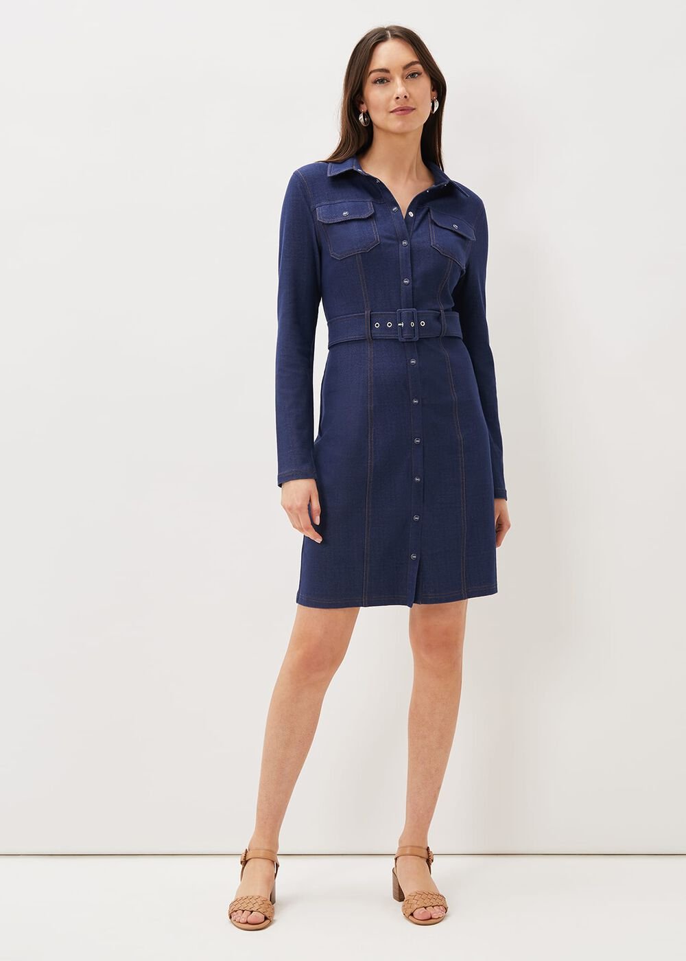 Kathryn Denim Fitted Jersey Dress - Denim