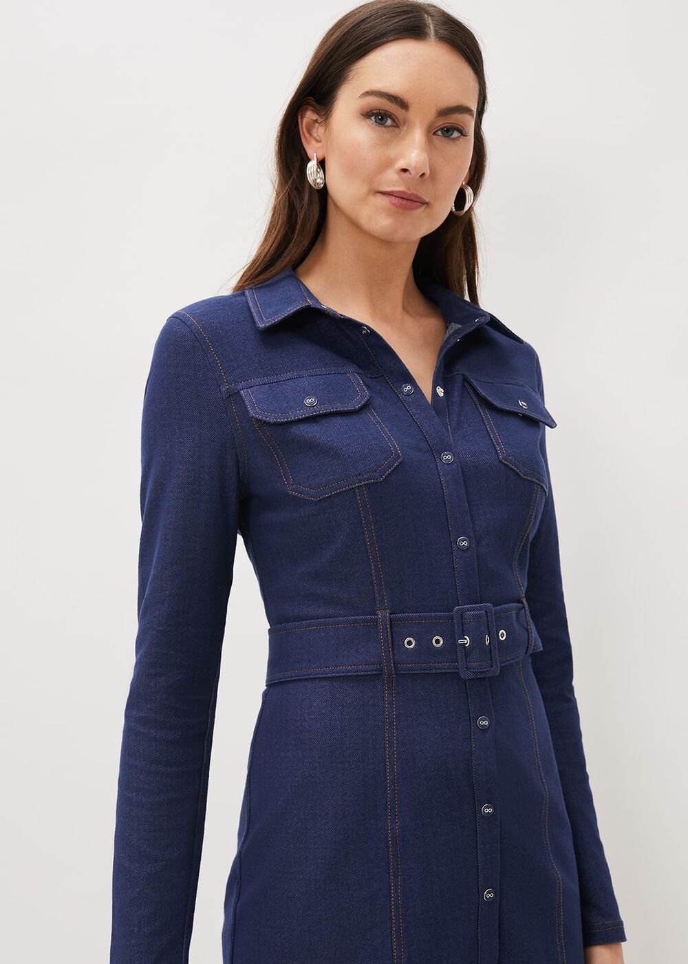 Kathryn Denim Fitted Jersey Dress - Denim