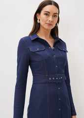 Kathryn Denim Fitted Jersey Dress - Denim