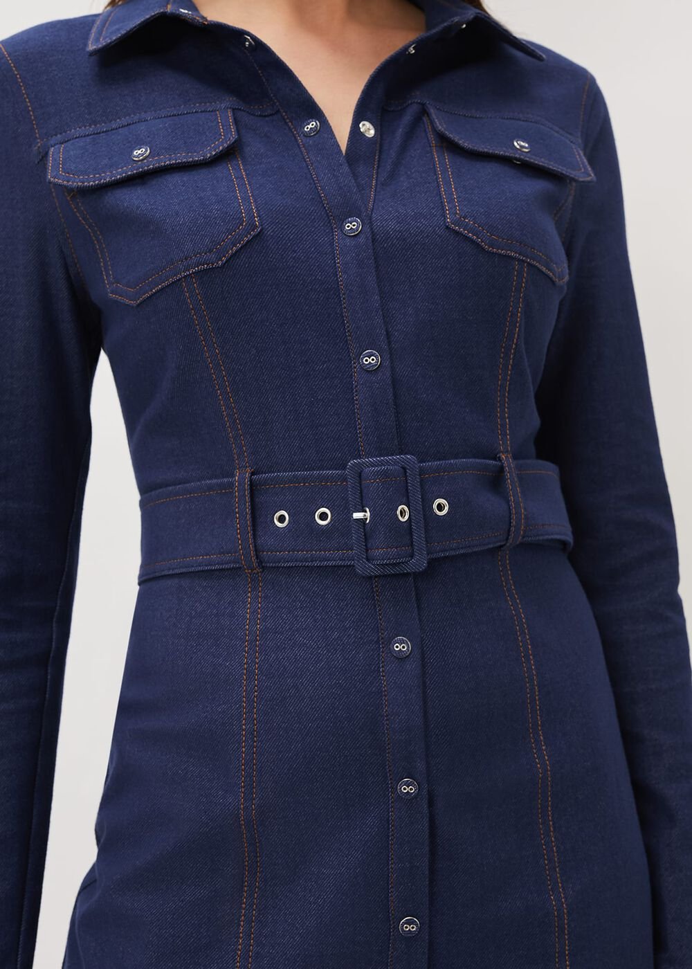 Kathryn Denim Fitted Jersey Dress - Denim