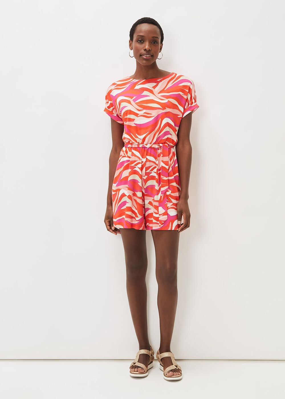Meryl Jersey Wave Print Playsuit - Multi-Coloured