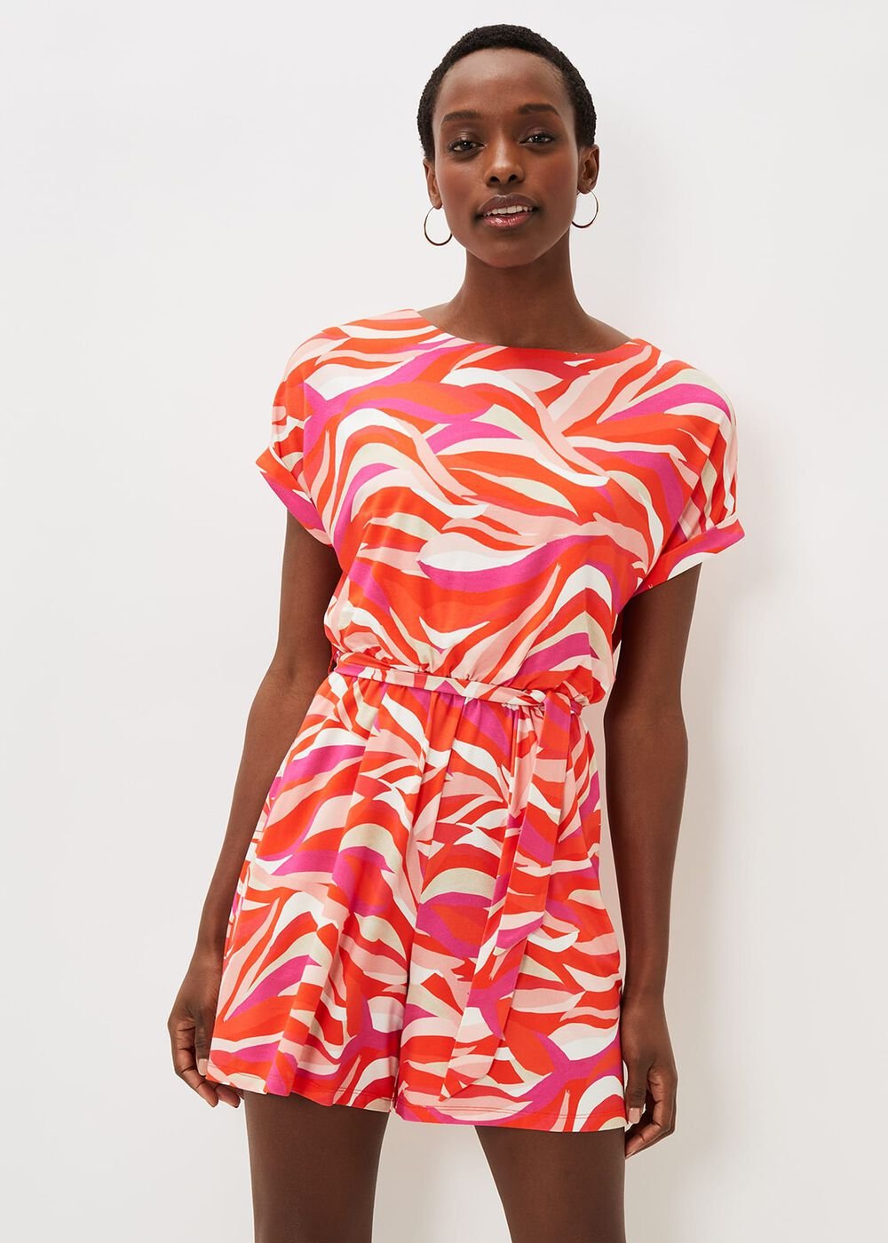 Meryl Jersey Wave Print Playsuit - Multi-Coloured