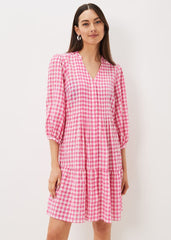 Oona Gingham Swing Dress - Pink/Ivory
