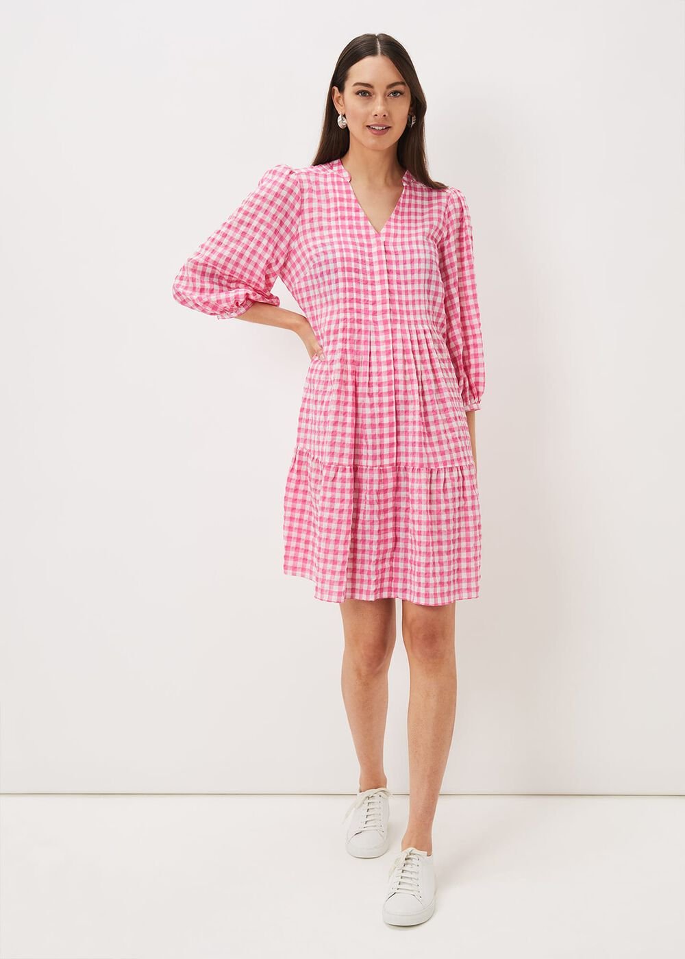 Oona Gingham Swing Dress - Pink/Ivory