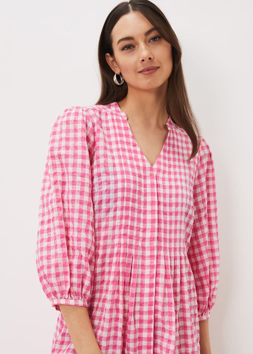 Oona Gingham Swing Dress - Pink/Ivory