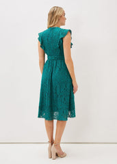 Priya Lace Frill Dress - Jade
