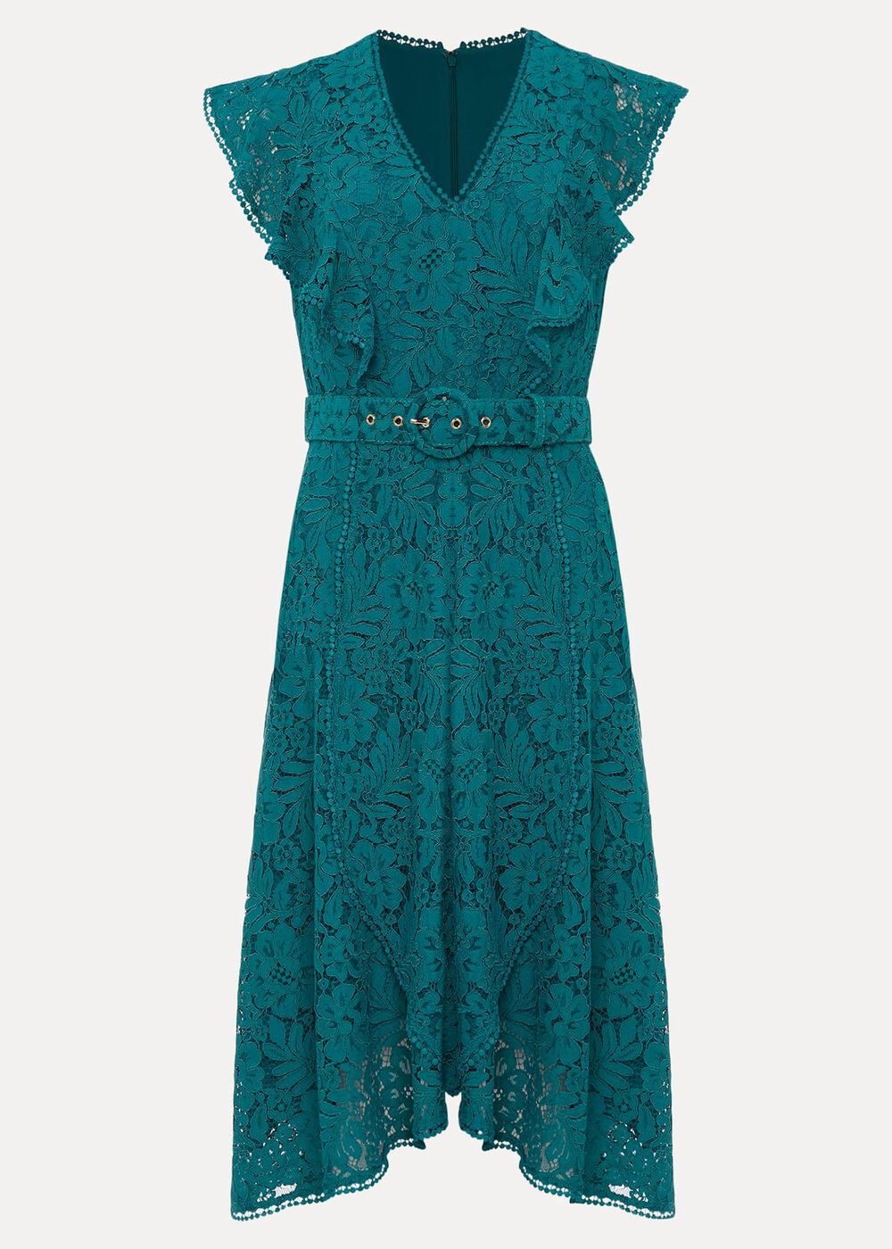 Priya Lace Frill Dress - Jade