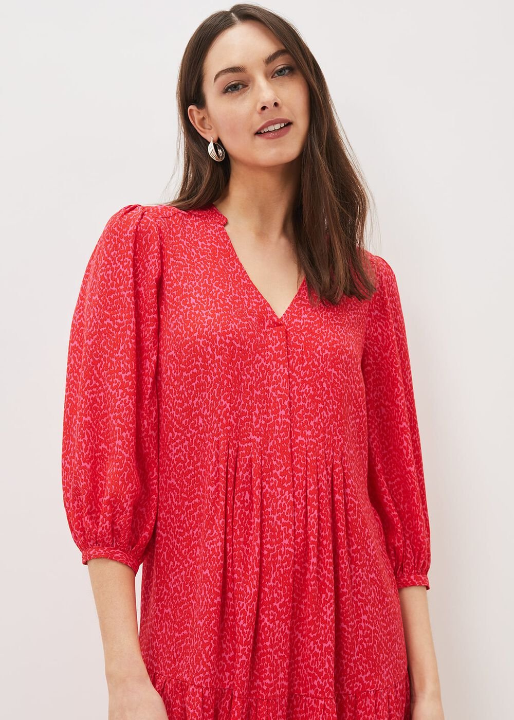 Penele Print Swing Dress - Pink/Red