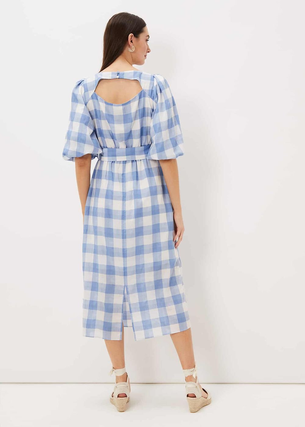 Alina Check Midi Dress - Blue/White