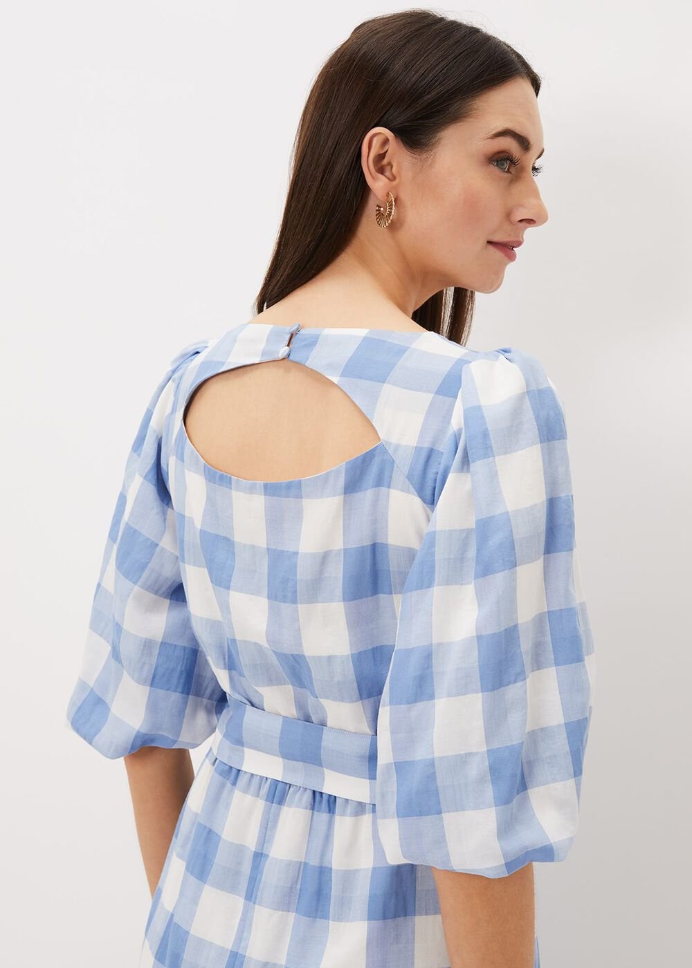 Alina Check Midi Dress - Blue/White