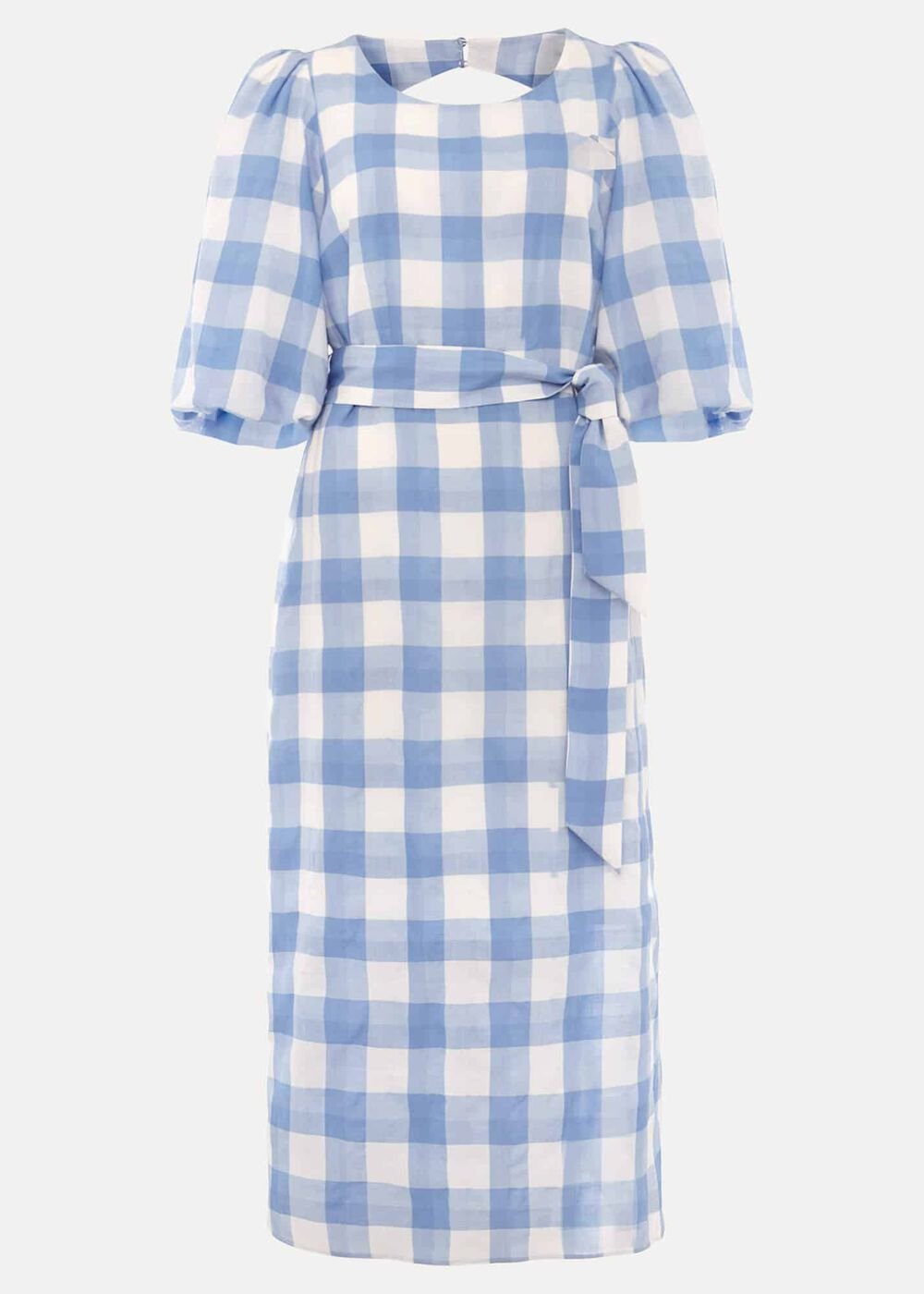 Alina Check Midi Dress - Blue/White
