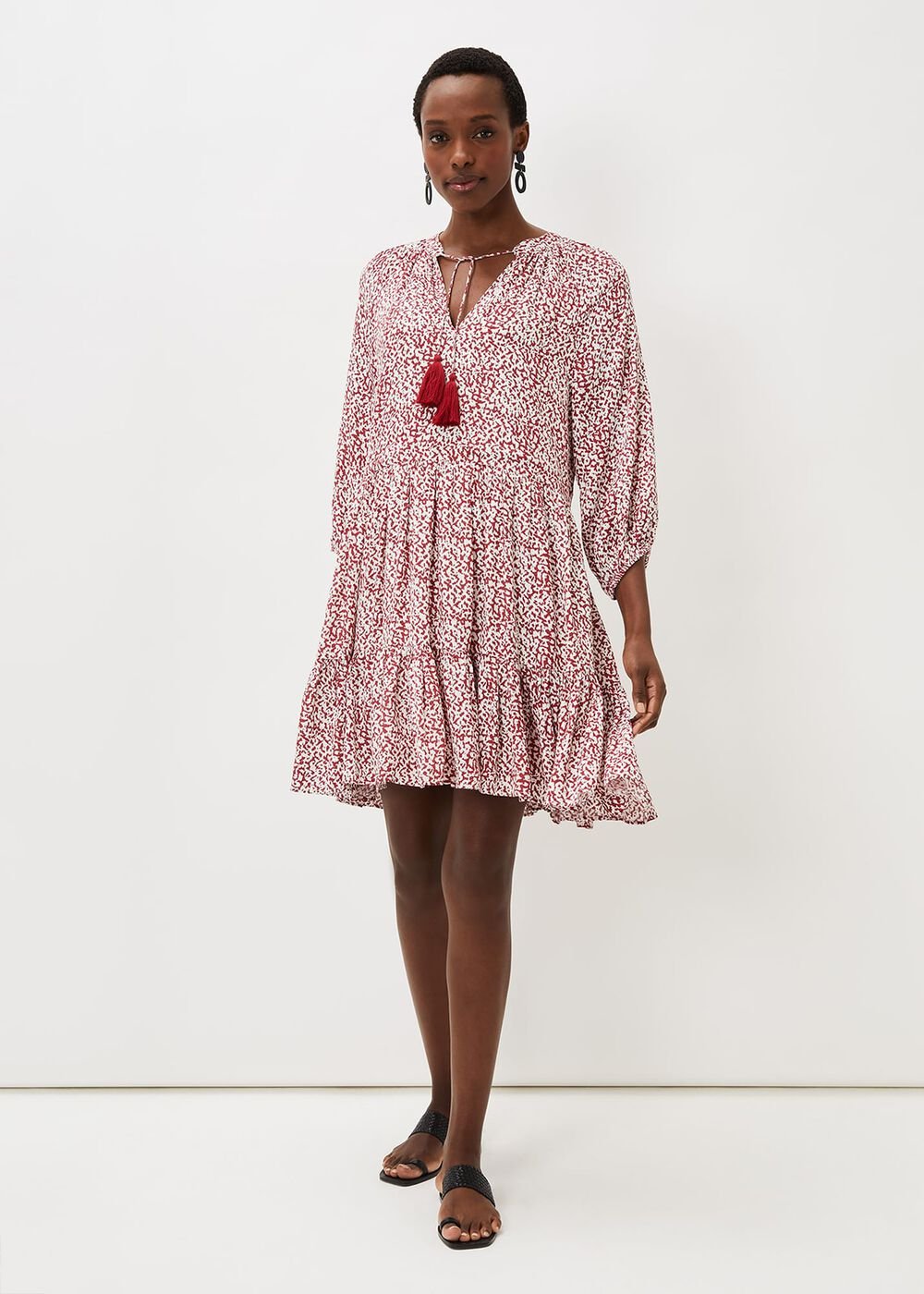 Lara Print Swing Dress - Rust/Ivory