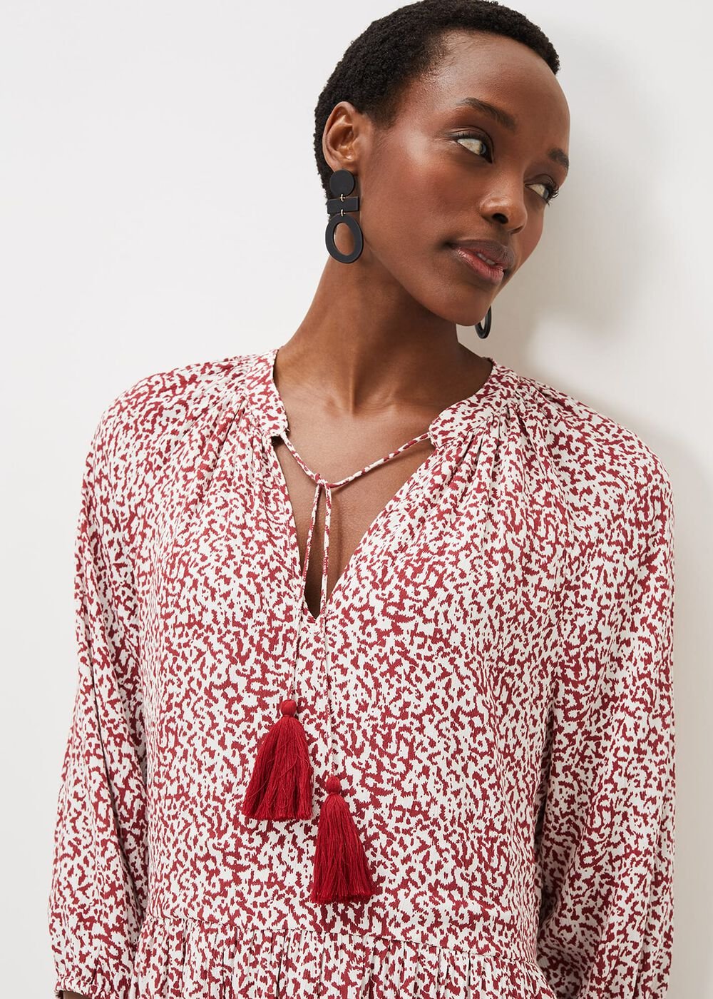 Lara Print Swing Dress - Rust/Ivory