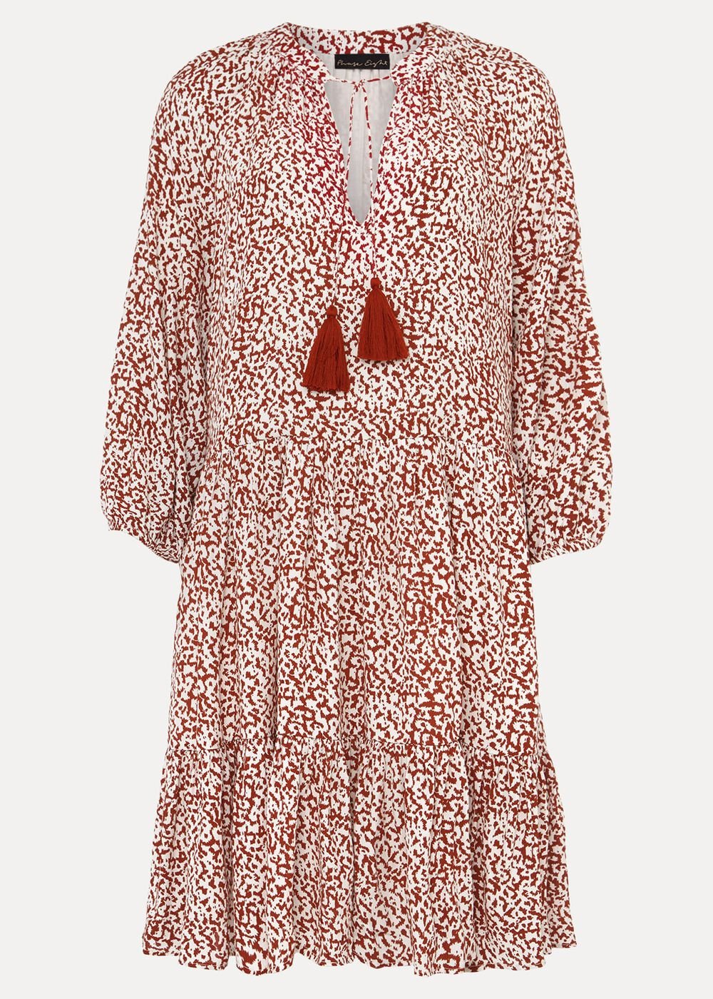 Lara Print Swing Dress - Rust/Ivory