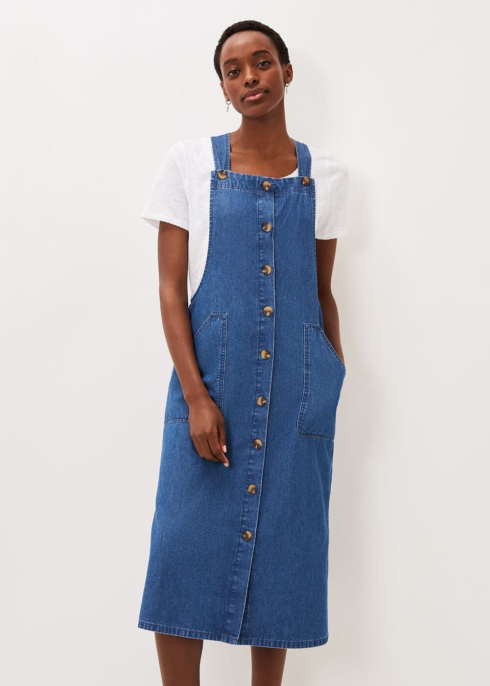 Irena Denim Pinafore Dress - Denim