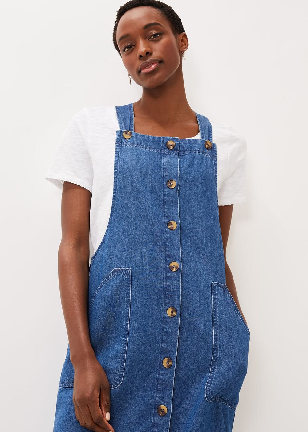 Irena Denim Pinafore Dress - Denim