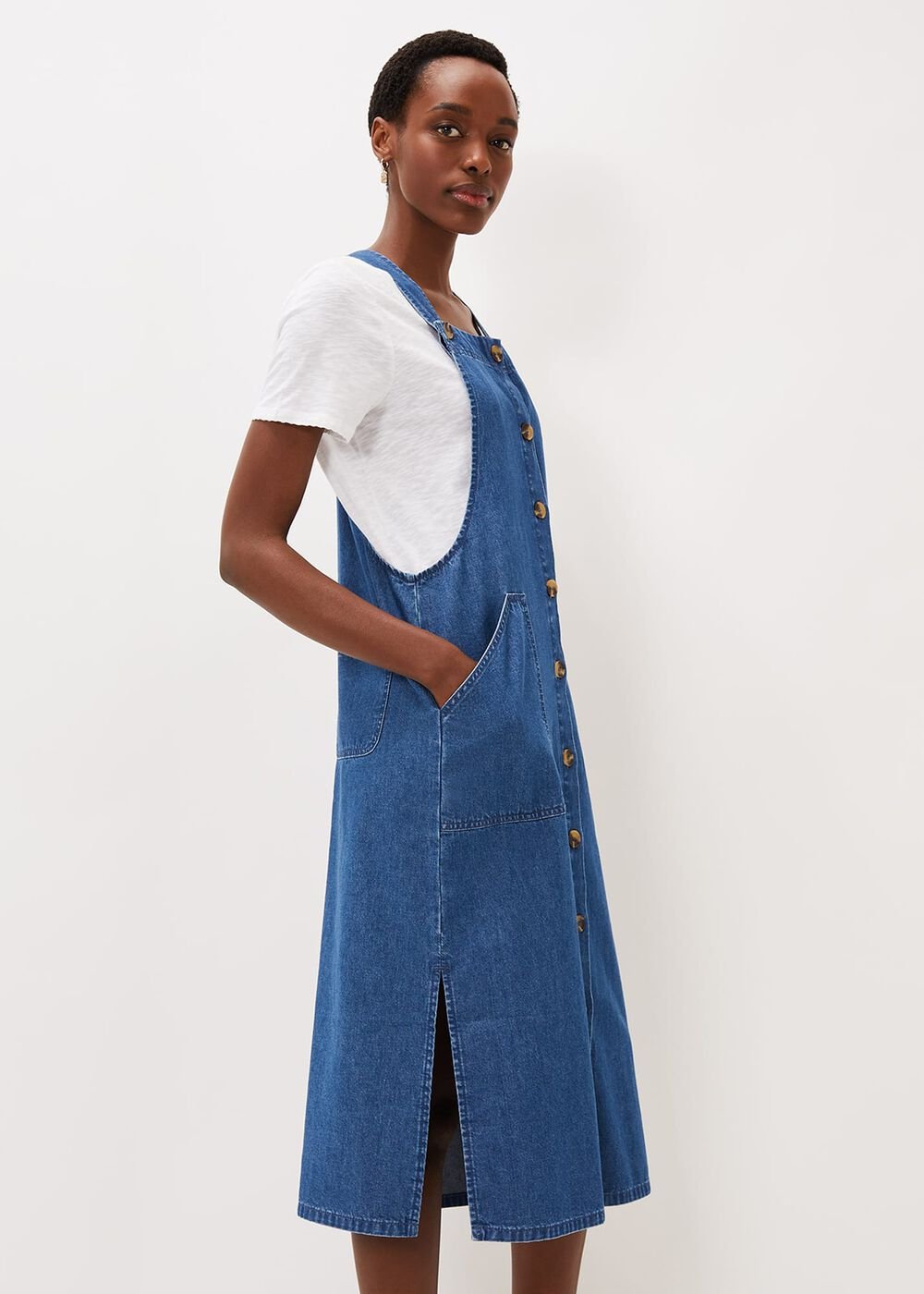 Irena Denim Pinafore Dress - Denim