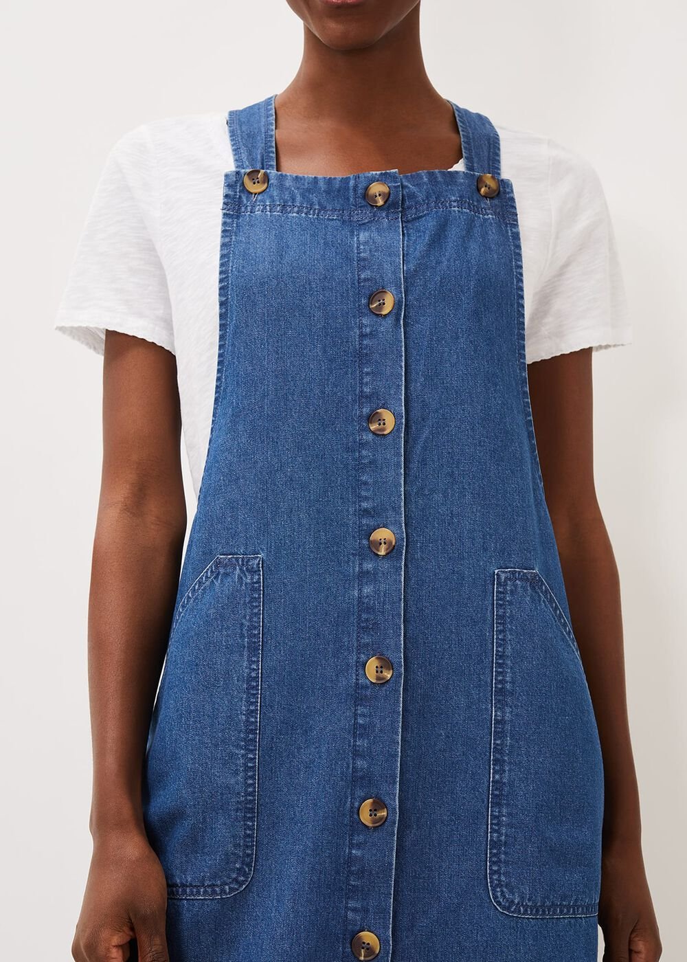 Irena Denim Pinafore Dress - Denim