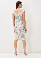Jessia Floral Scuba Dress - Sage/Multi